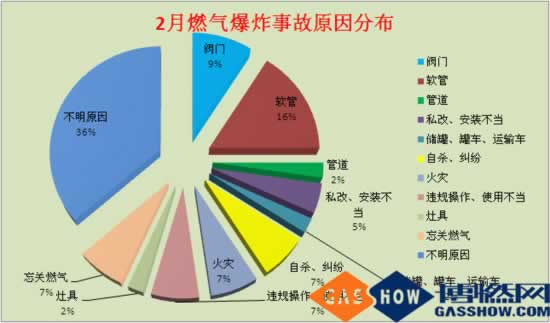 2016年2月份我国燃气爆炸事故分析原因分布